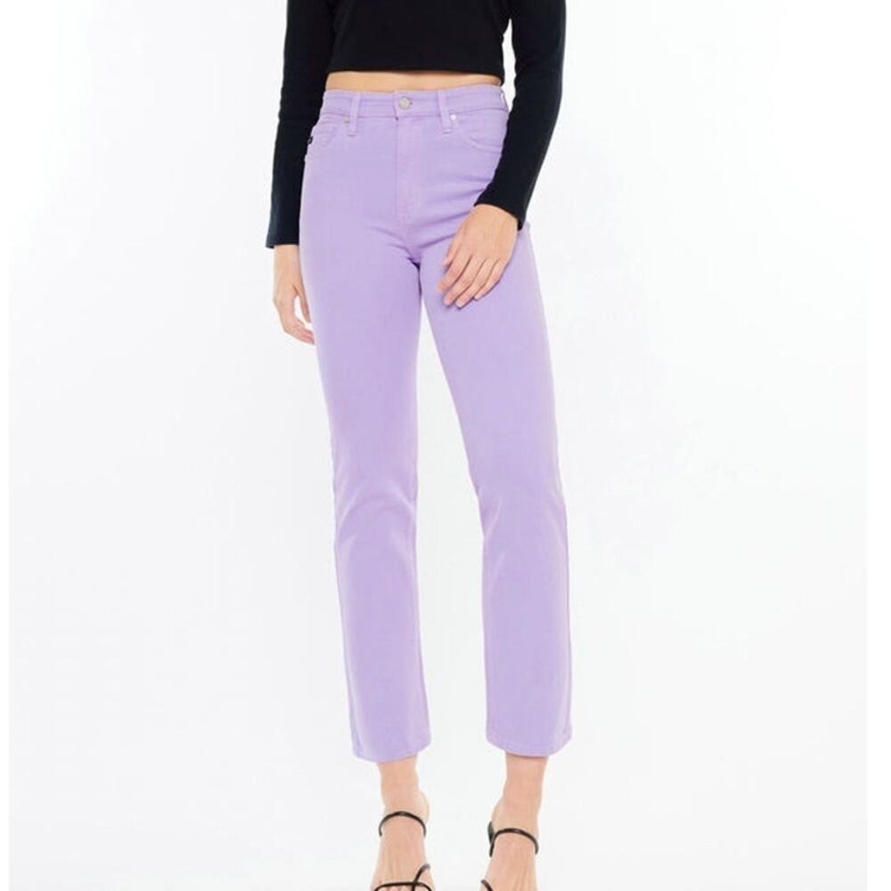 NEW KanCan Women's Size 2 Lavender Purple 90s High Rise Straight Leg Denim Jeans